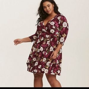 Torrid faux wrap floral dress